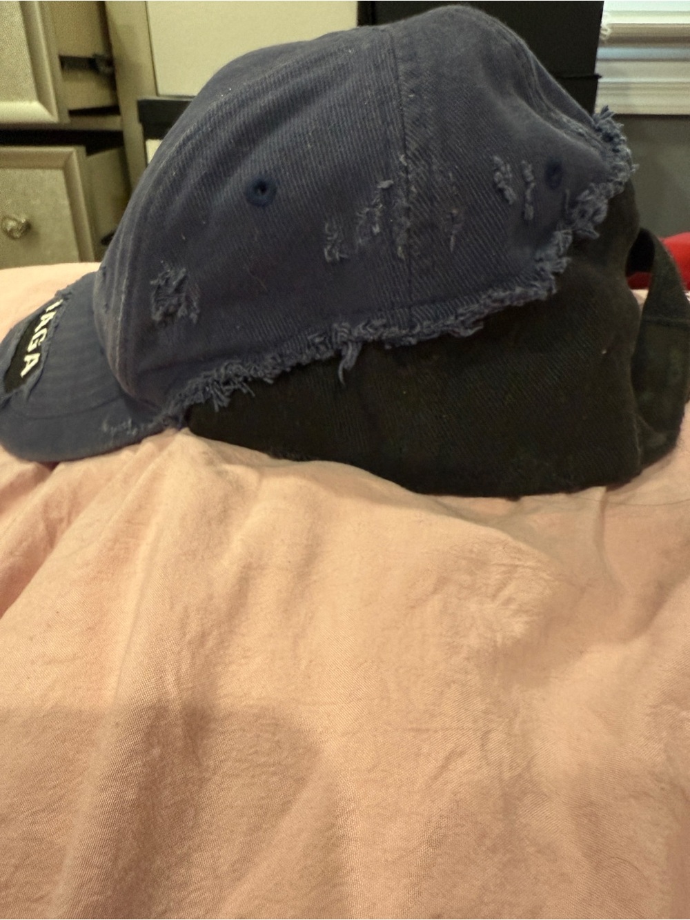 Balenciaga Distressed Femme Navy Baseball Cap - Picture 2 of 2